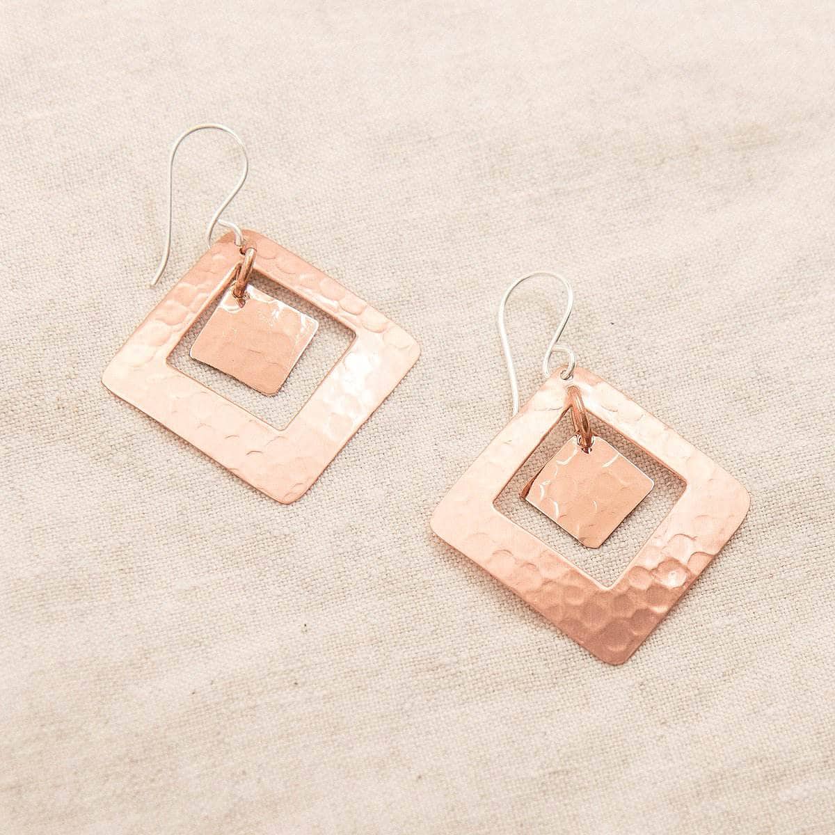 StudioSession-8078-1 Copper Hammered Earrings - Limited Edition - Image 3