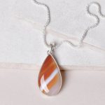 Carnelian Banded Agate Teardrop Pendant Necklace - Image 4
