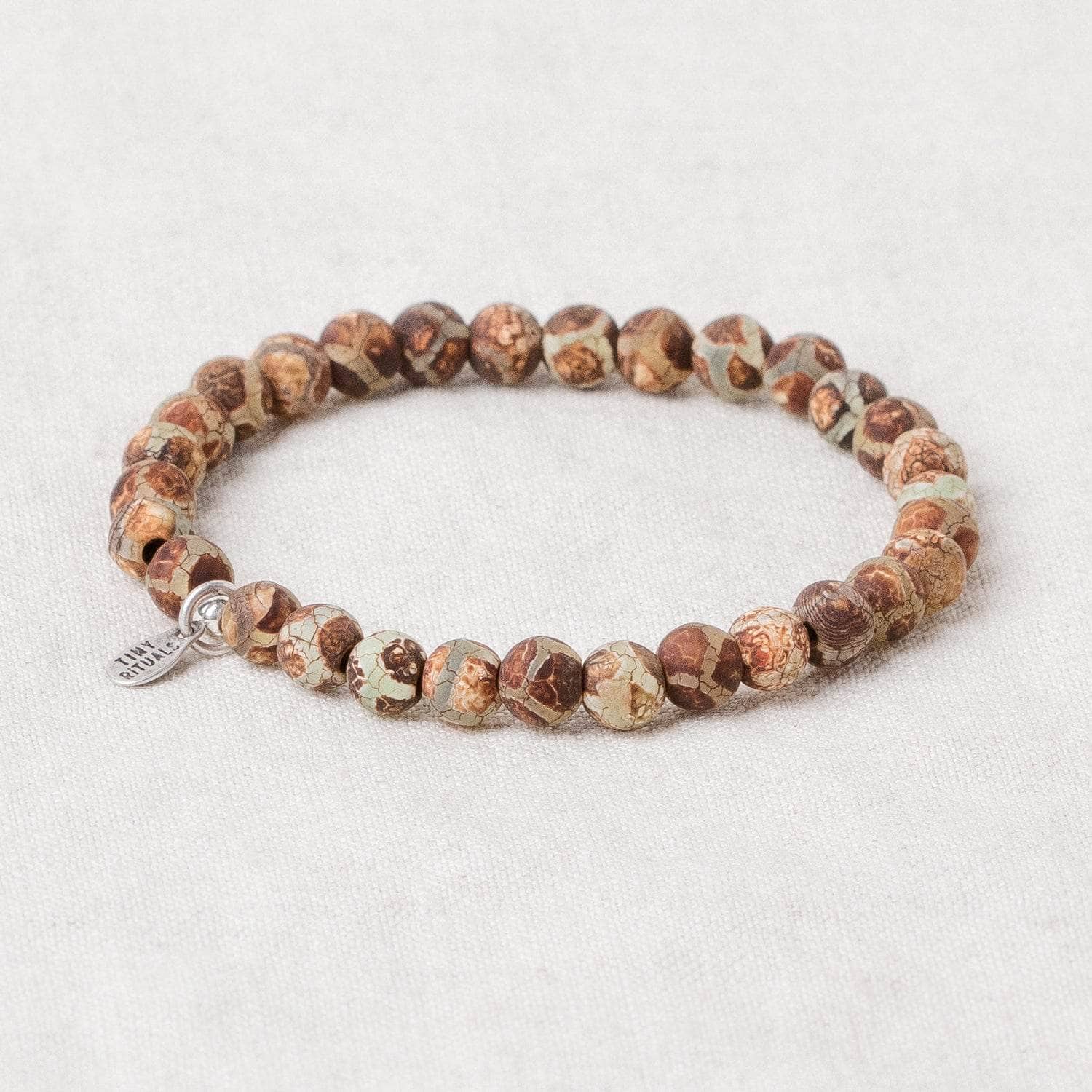 TR-25-8 Tibetan Honeycomb Agate Energy Bracelet - 6mm - Image 3