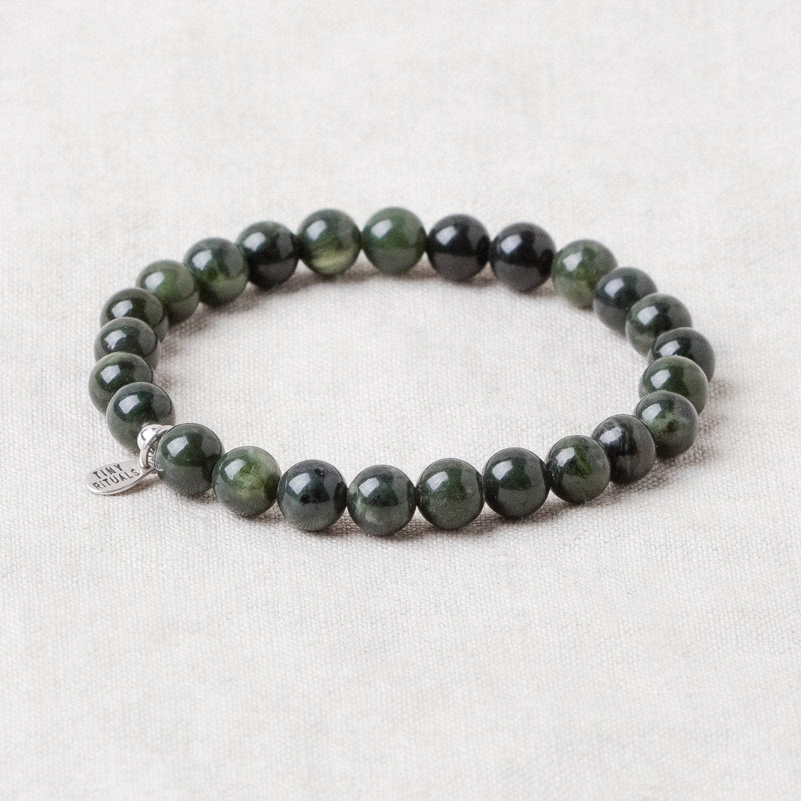 TR-28 Black/Green Nephrite Jade Energy Bracelet - 6mm - Image 3