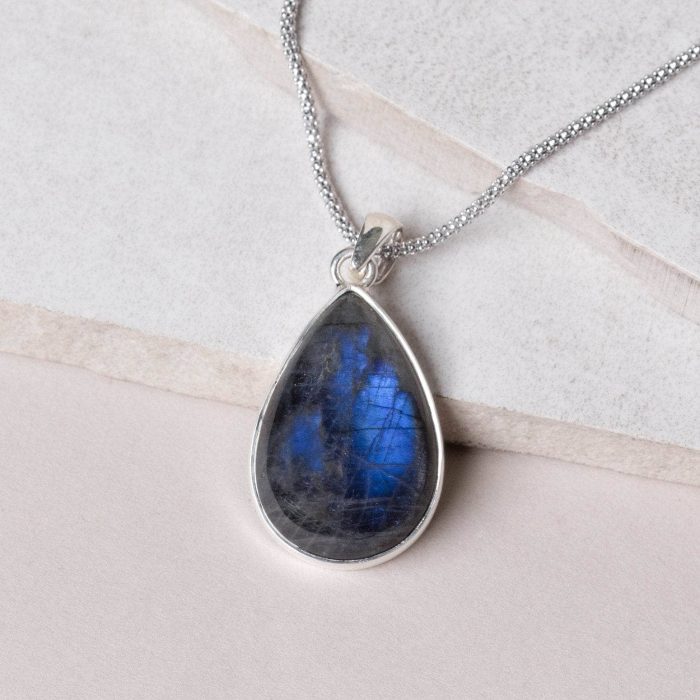 Labradorite Teardrop Pendant Necklace - Image 7