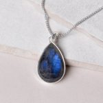 Genuine Labradorite Teardrop Pendant Necklace - Image 23