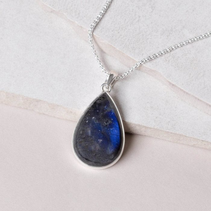 Labradorite Teardrop Pendant Necklace - Image 12