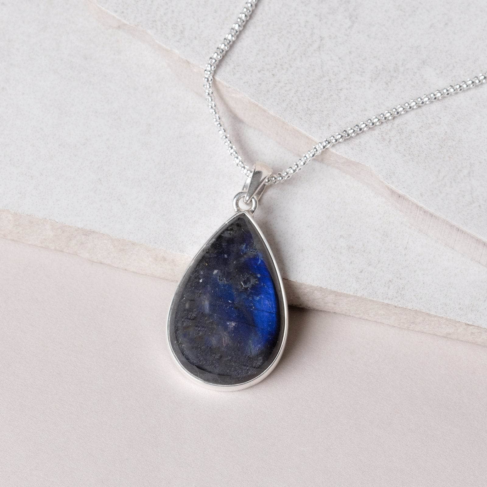 TR-525_a28e71a6-8c9b-43cc-b5b5-215719500e98 Genuine Labradorite Teardrop Pendant Necklace - Image 28