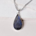 Genuine Labradorite Teardrop Pendant Necklace - Image 33