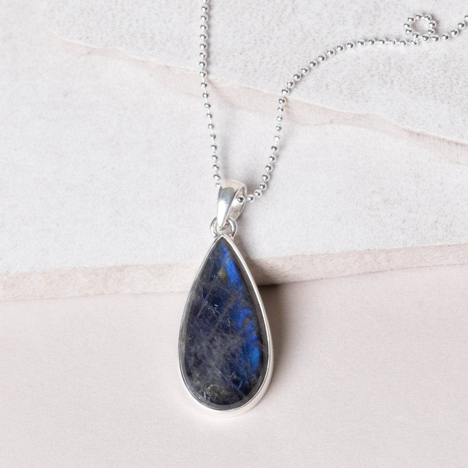 TR-531_31aaca65-1d7f-4203-95f1-7df50713f869 Genuine Labradorite Teardrop Pendant Necklace - Image 8