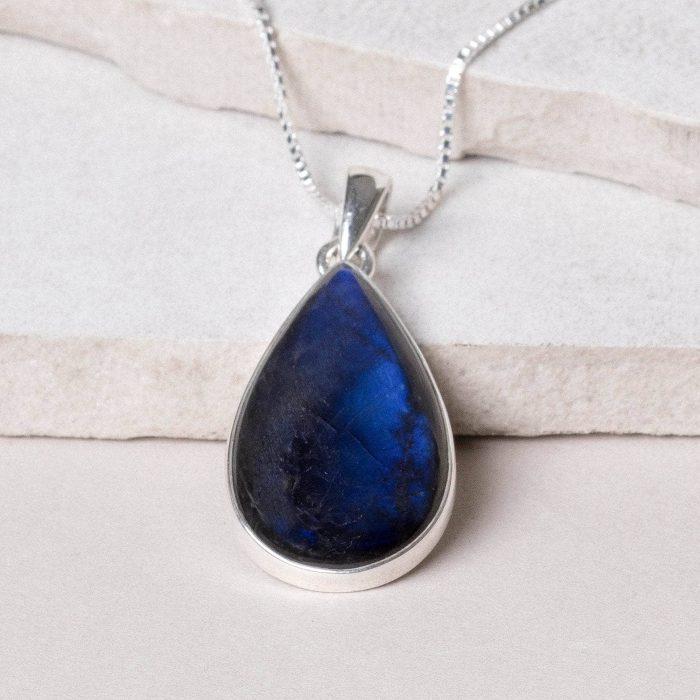 Genuine Labradorite Teardrop Pendant Necklace - Image 14