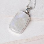Rainbow Moonstone Rectangle Pendant Necklace - Image 7
