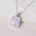 Rainbow Moonstone Square Pendant Necklace - Image 2