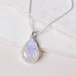 Rainbow Moonstone Teardrop Pendant Necklace - Image 3
