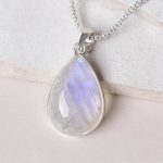 Rainbow Moonstone Teardrop Pendant Necklace - Image 2
