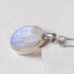 Rainbow Moonstone Oval Pendant Necklace - Image 3