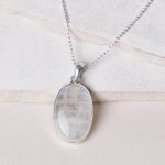 Rainbow Moonstone Oval Pendant Necklace - Image 7