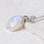 Rainbow Moonstone Oval Pendant Necklace - Image 8