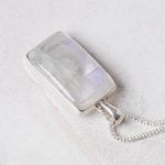 Rainbow Moonstone Rectangle Pendant Necklace - Image 4