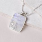 Rainbow Moonstone Square Pendant Necklace - Image 7