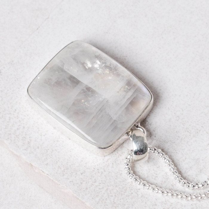 Rainbow Moonstone Square Pendant Necklace - Image 8