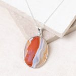 Carnelian Banded Agate Oval Pendant Necklace - Image 13