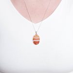 Carnelian Banded Agate Oval Pendant Necklace - Image 14