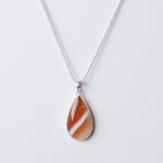 Carnelian Banded Agate Teardrop Pendant Necklace - Image 2