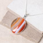 Carnelian Banded Agate Oval Pendant Necklace - Image 19