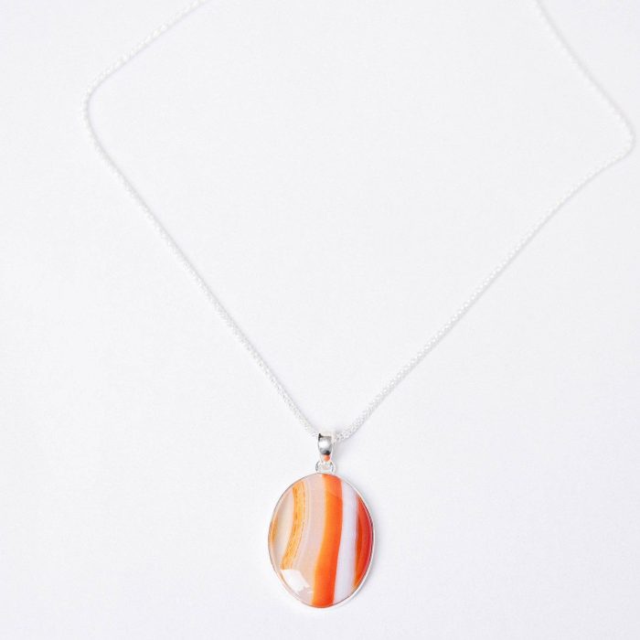Carnelian Banded Agate Oval Pendant Necklace - Image 21