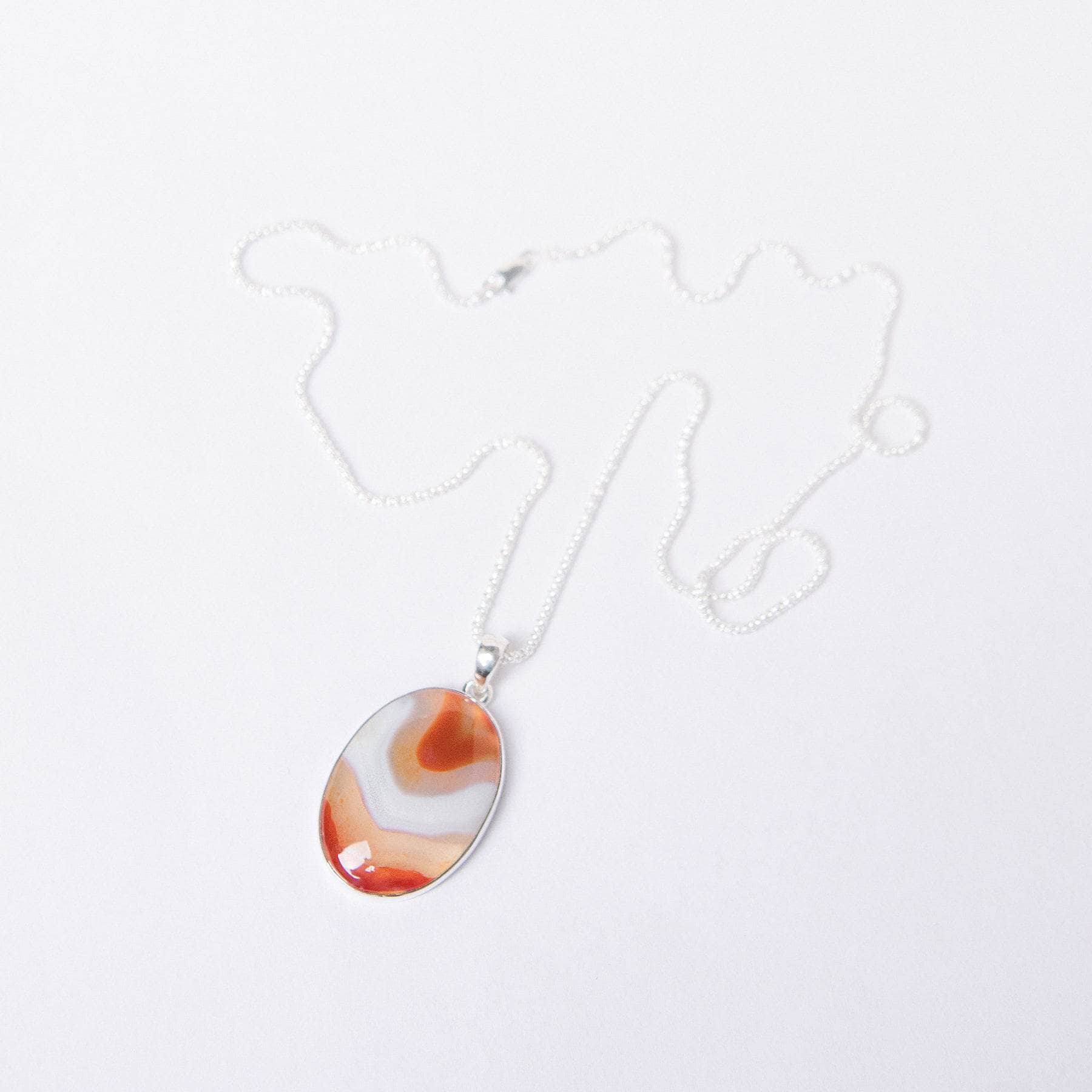 TR-BAG-1-3-RJ-3 Carnelian Banded Agate Oval Pendant Necklace - Image 3