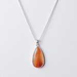 Carnelian Banded Agate Teardrop Pendant Necklace - Image 7