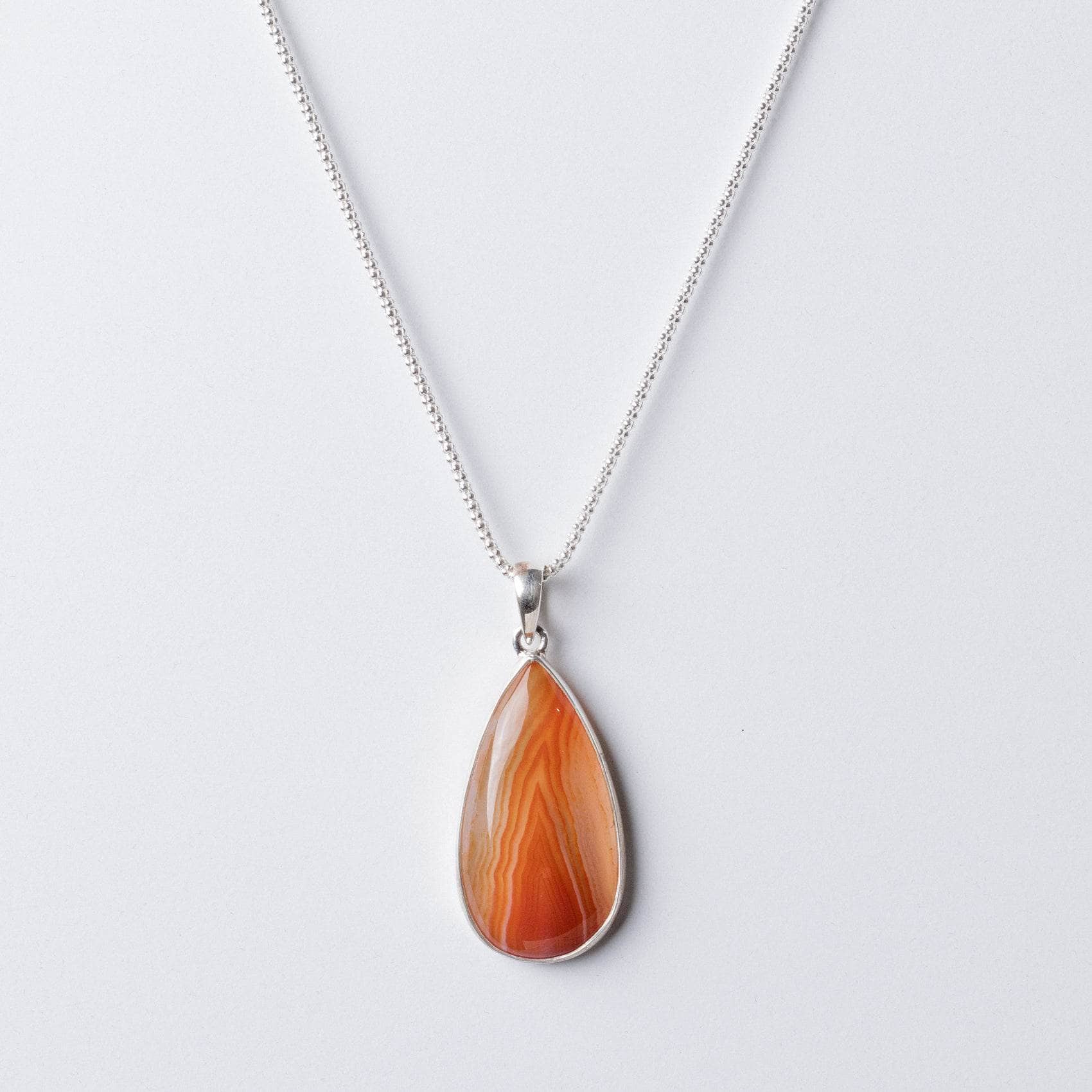 TR-BAG-1-32-1 Carnelian Banded Agate Teardrop Pendant Necklace - Image 7