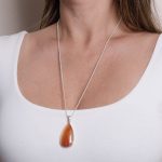 Carnelian Banded Agate Teardrop Pendant Necklace - Image 6