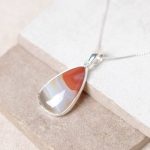 Carnelian Banded Agate Teardrop Pendant Necklace - Image 13