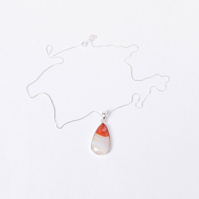 Carnelian Banded Agate Teardrop Pendant Necklace - Image 12