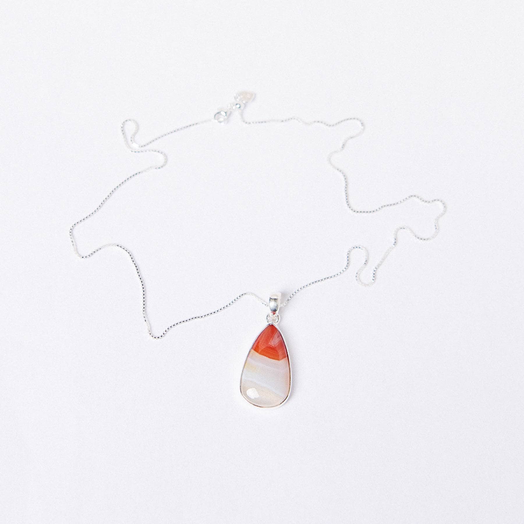 TR-BAG-1-4-RJ-3 Carnelian Banded Agate Teardrop Pendant Necklace - Image 12