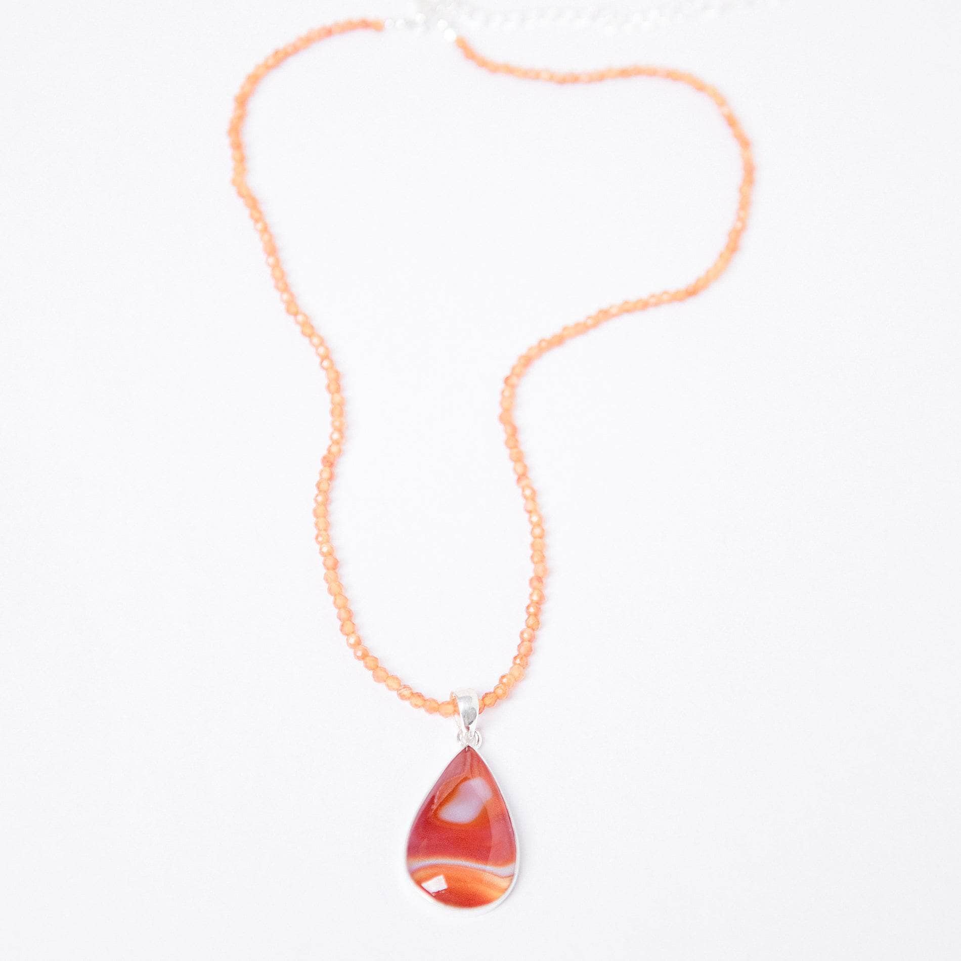 TR-BAG-1-5-RJ-1 Carnelian Banded Agate Teardrop Pendant Necklace - Image 22