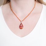 Carnelian Banded Agate Teardrop Pendant Necklace - Image 19
