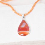 Carnelian Banded Agate Teardrop Pendant Necklace - Image 20