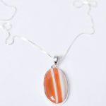 Carnelian Banded Agate Oval Pendant Necklace - Image 6