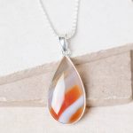 Carnelian Banded Agate Teardrop Pendant Necklace - Image 17