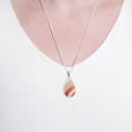Carnelian Banded Agate Teardrop Pendant Necklace - Image 15