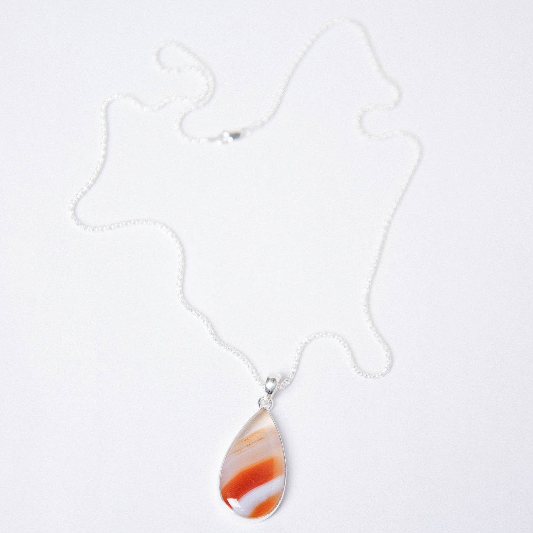 TR-BAG-1-7-RJ-3 Carnelian Banded Agate Teardrop Pendant Necklace - Image 16