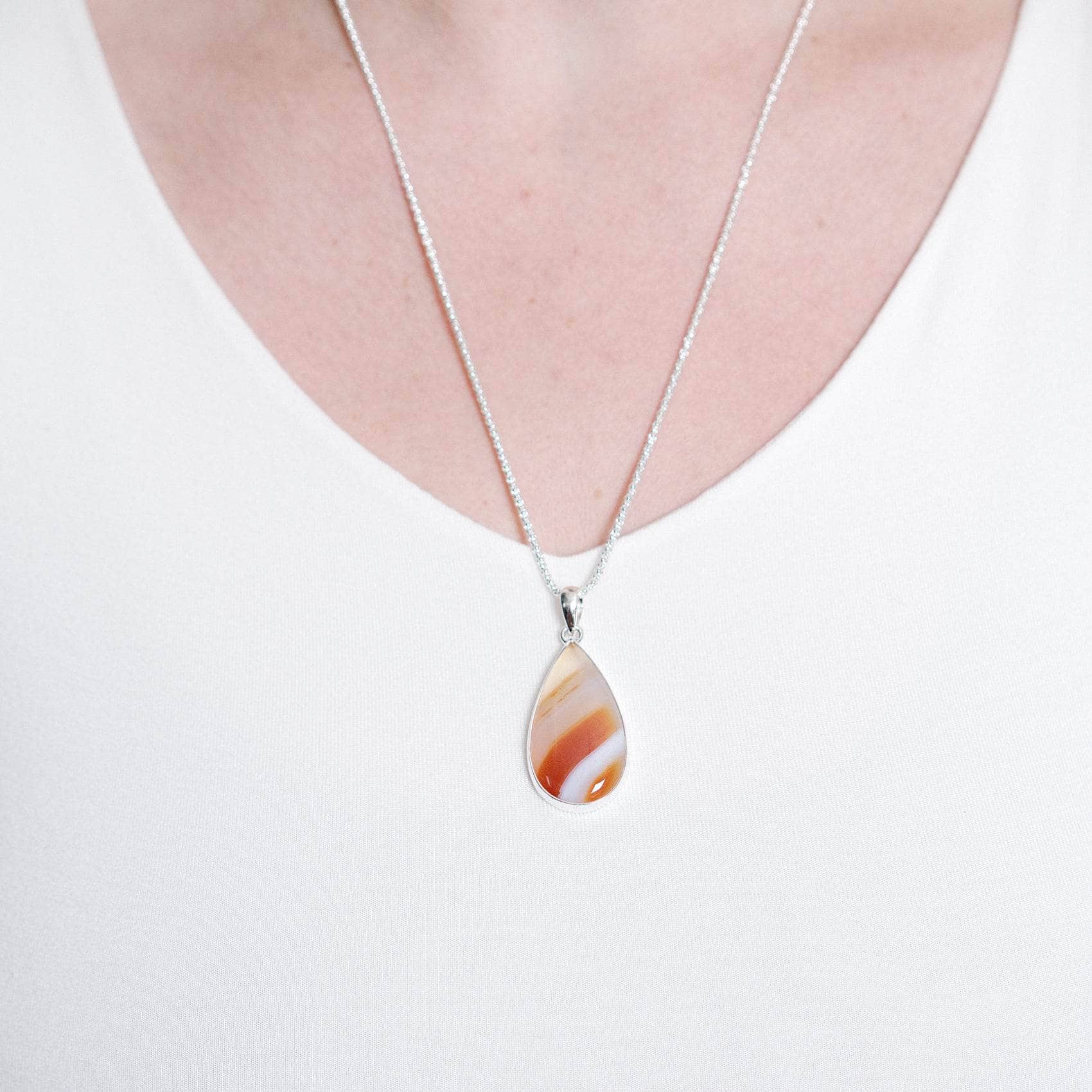 TR-BAG-1-7-RJ Carnelian Banded Agate Teardrop Pendant Necklace - Image 15