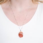 Carnelian Banded Agate Oval Pendant Necklace - Image 8