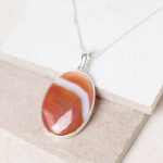 Carnelian Banded Agate Oval Pendant Necklace - Image 9