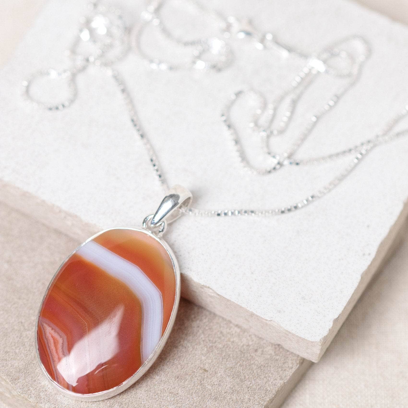 TR-BAG-1-9-RJ-3 Carnelian Banded Agate Oval Pendant Necklace - Image 10