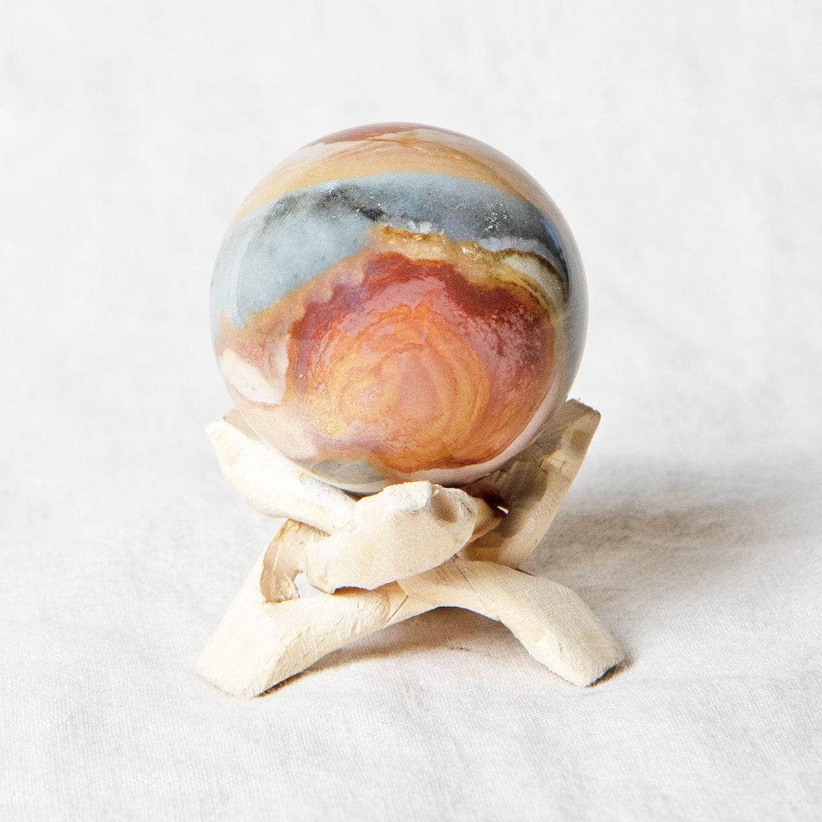TR-BC69 Polychrome (Desert Magic) Jasper Sphere with Tripod - Image 1