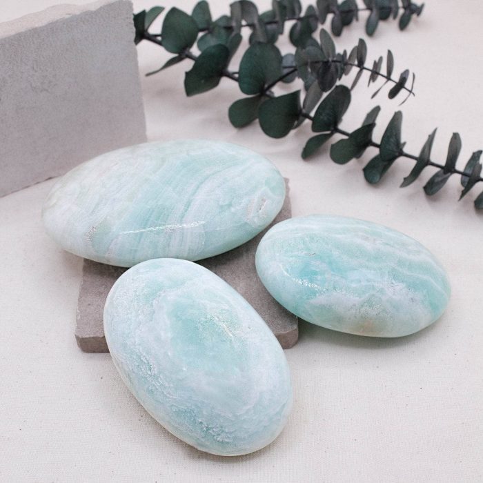 Blue Caribbean Calcite Palm Stones-AAA Premium Quality - Image 9