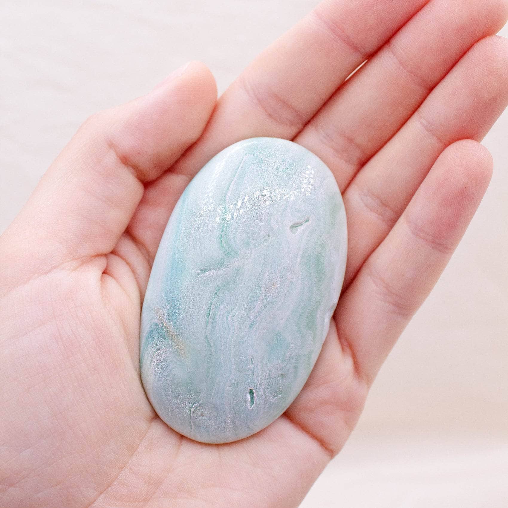 TR-BCAL-PALM-QE-S-1 Blue Caribbean Calcite Palm Stones-AAA Premium Quality - Image 4