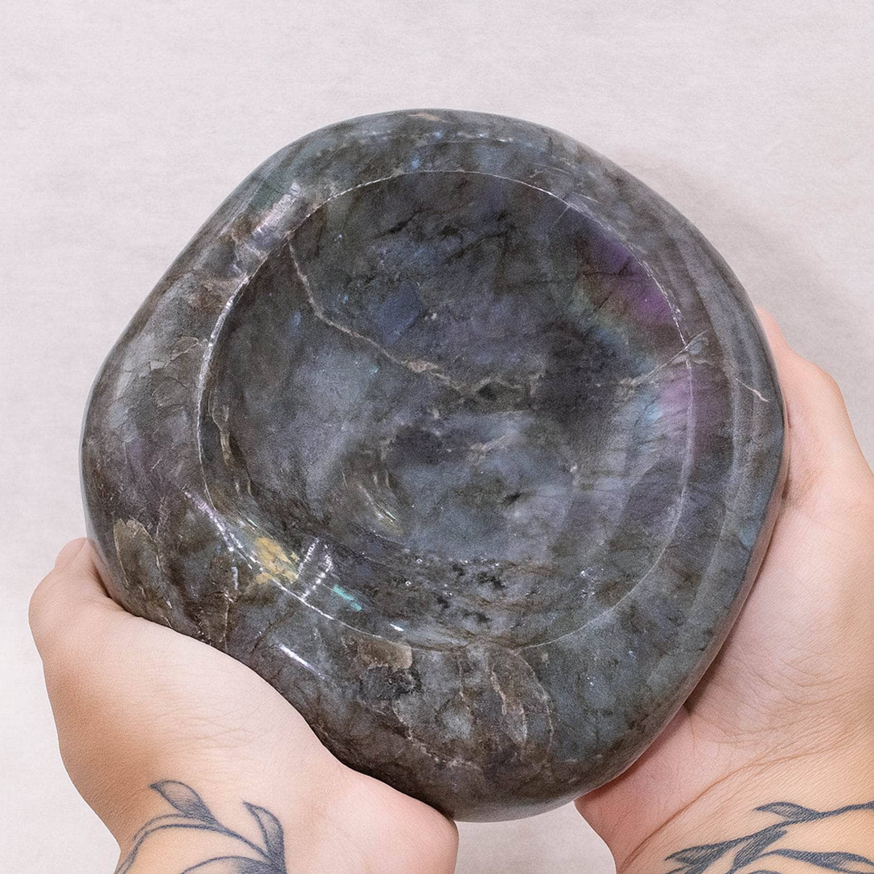 TR-BOWL-LAB-MI-2 Genuine Labradorite Blue Flame Bowl - 1 of a Kind - Image 6