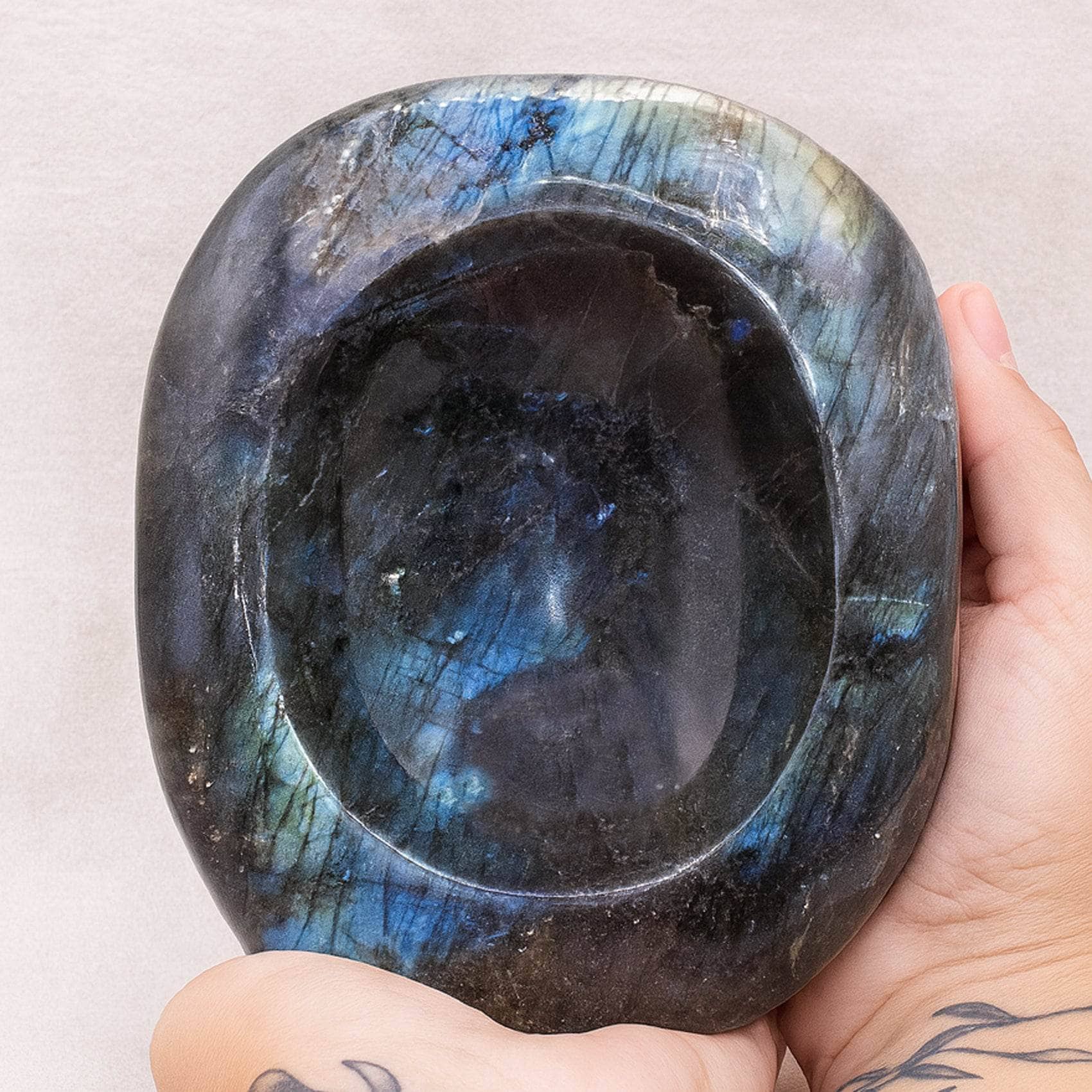 TR-BOWL-LAB-MI-3 Genuine Labradorite Blue Flame Bowl - 1 of a Kind - Image 9