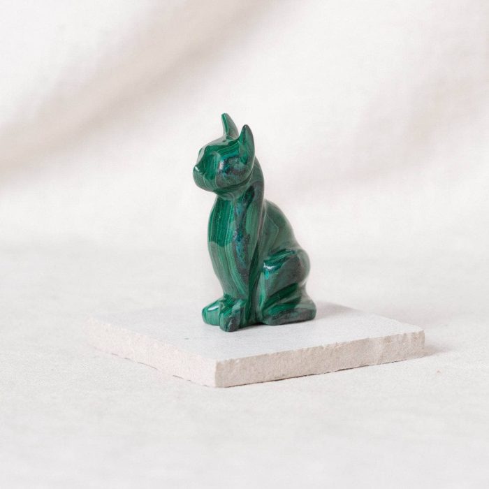 Genuine Malachite Cats - Hand Carved - 1 of a Kind - Image 3